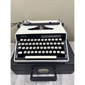 Remington Monarch 1 Typewriter Sperry Rand Portable Wht W Case Mid Century Rare